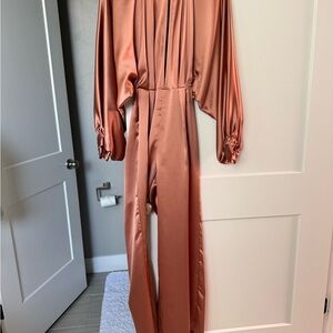ASOS Elegant Satin Jumpsuit in Bronze
